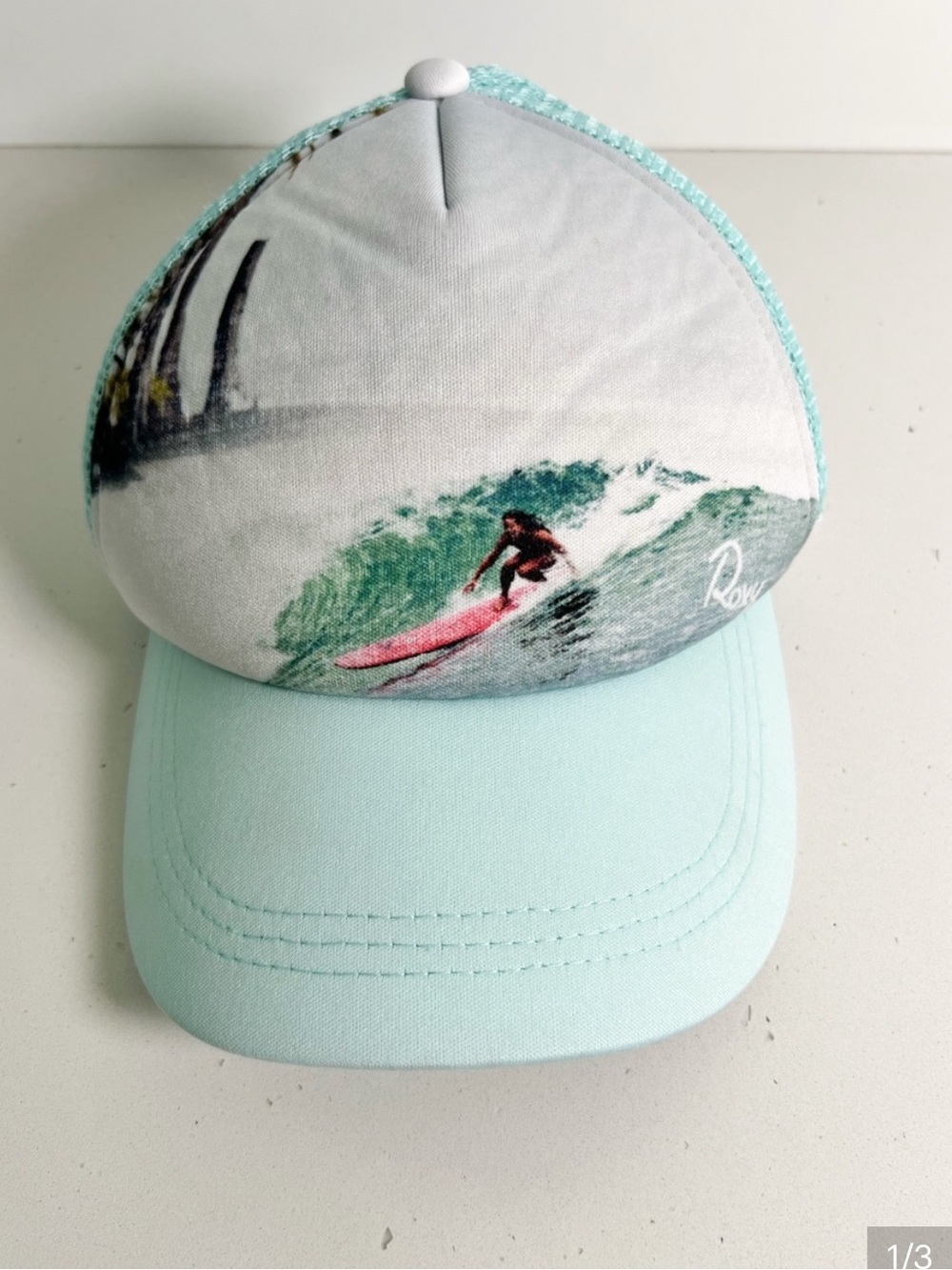 Roxy Girl’s Surf Surfing Paddleboard Print Trucker Baseball Cap Mint Aqua